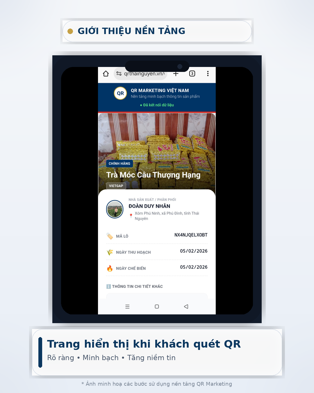 Trang hiển thị khi khách quét QR